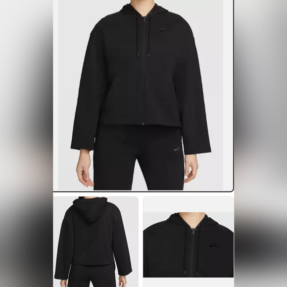 WOMEN'S Nike Full Zip Hoodie Black Wide Arms Size Medium ✨️HP✨️ - Picture 3 of 13